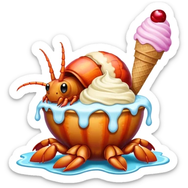 Hermit crab with ice cream sundae shell sticker