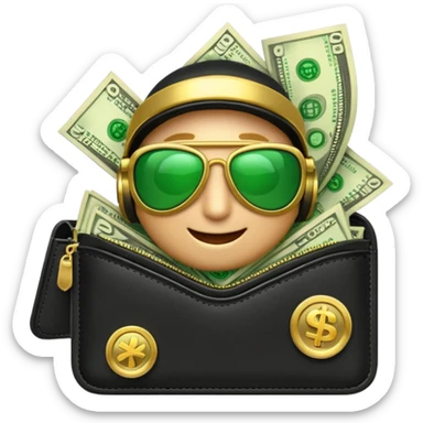 Aviator money emoji, wallet full of cash, casino vibe, premium 3D emoji style, clean, no background
 sticker