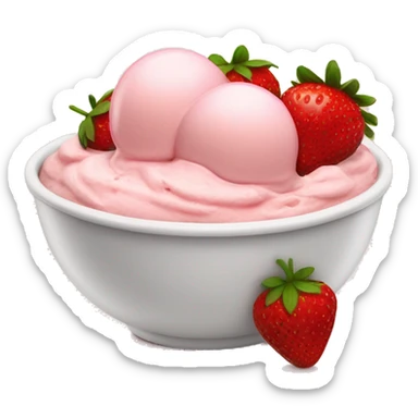 Strawberry and vanilla ice cream mixed in a bowl sticker