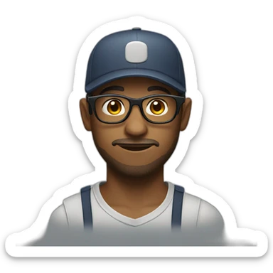 gamer with glasses and cap sticker