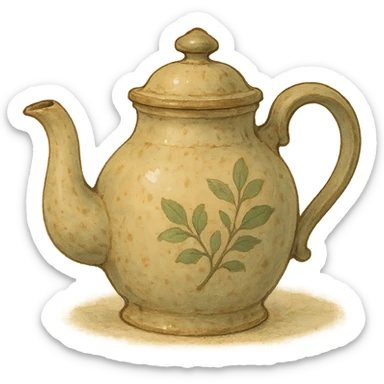 vintage teapot, natural colors, soft, fairy-like atmosphere, no background, square size sticker