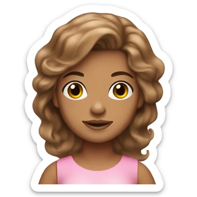 mermaid brown hair tan skin, pink tai, pink top sticker