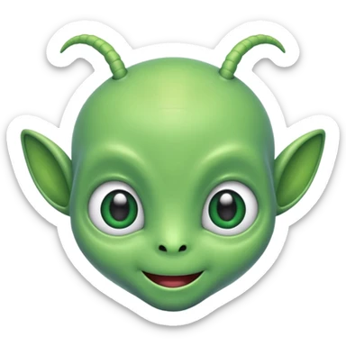 The face of a cute alien with two antennae and two eyes sticker