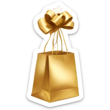 Gift bag tied with gold bow  sticker