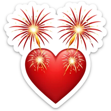 Heart fireworks sticker
