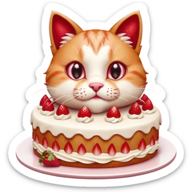 Close-up cinematic shot of a cat tasting strawberry cake, creamy frosting on its paws, dramatic soft lighting, warm tones, ultra detailed fur, shallow depth of field, professional photography style
, sticker