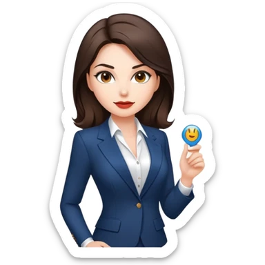 sexy businesswoman, brunette, white skin, elegant suit sticker