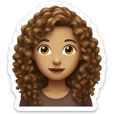 Long brown curly hair girl sticker