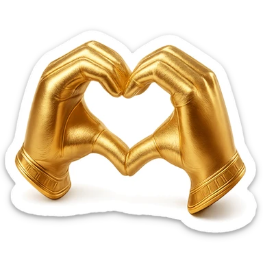 heart hands icon, hands forming a heart, shiny gold finish, luxurious and elegant sticker