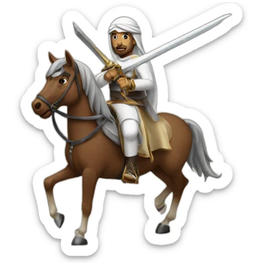 Arabian man with a sword on a horse sticker
