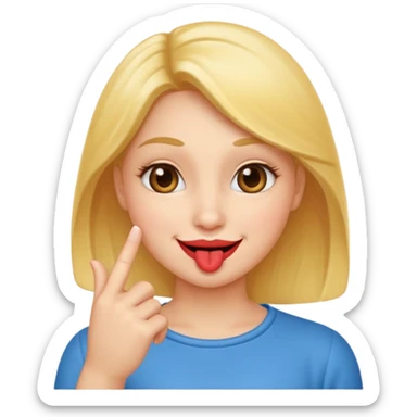 Flirty happy face with finger on the lips  sticker