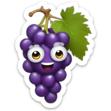 grapes with a face sticker