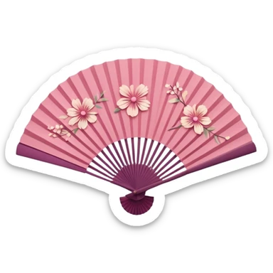 pink paper hand fan sticker