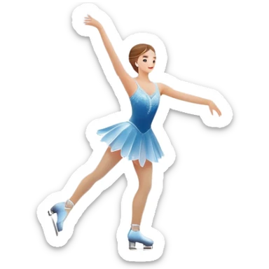An icon showing a scenic ice rink with figure skater performing elegant moves under soft spotlight beams. Surrounded by audience stands and shimmering ice, the scene reflects harmony, grace, and the magic of figure skating. Transparent background included sticker