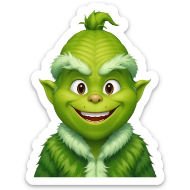 Grinch in green fur coat sticker