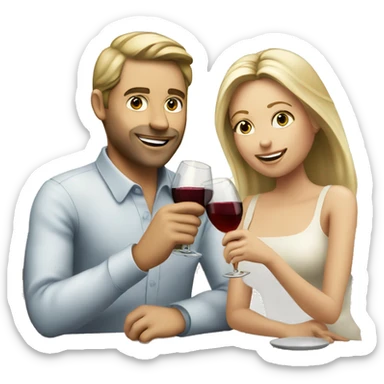 A white, brown haired man drinking wine with his blonde wife sticker
