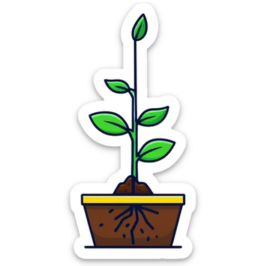 A small green plant sprouting from soil, growing upwards, with a blue progress bar above it indicating gradual improvement sticker