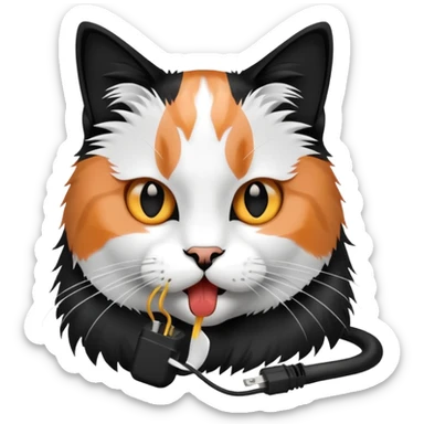 Cat eating electrical cord sticker