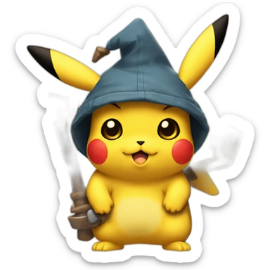 Frowning Pikachu with holding a hand axe sticker