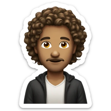 arrogant looking male with long curly brown hair sticker