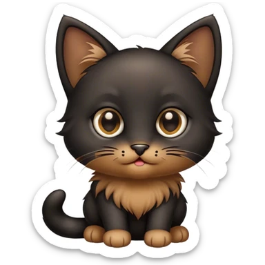 Black kitten with poo sticker