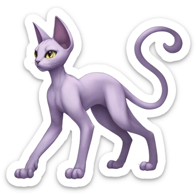 Anthro Mewtwo-Cat-Sphynx-FurSona-Fakemon Nebula Full Body sticker