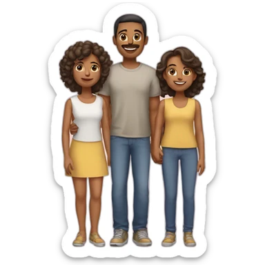 Familia de 5 personas hija y dos hijos sticker