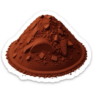 small mound of cocoa powder, fine, dark brown, matte, velvety, smooth, airy, soft contours, no extras, soft lighting, emoji scale sticker