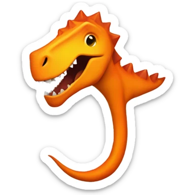 A dinosaur but orange with long tail, but burning at the end tip sticker