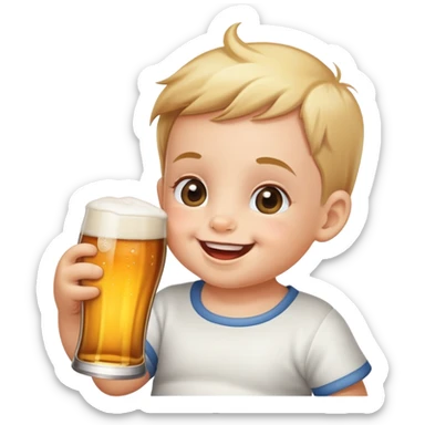 baby drinking bottle of beer sticker