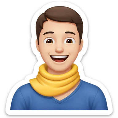 A guy holding his neck  choking himself and laughi sticker