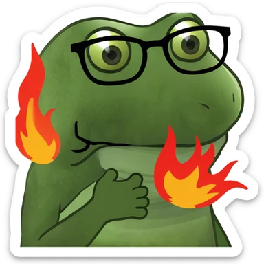Silly guy with glasses on fire  sticker