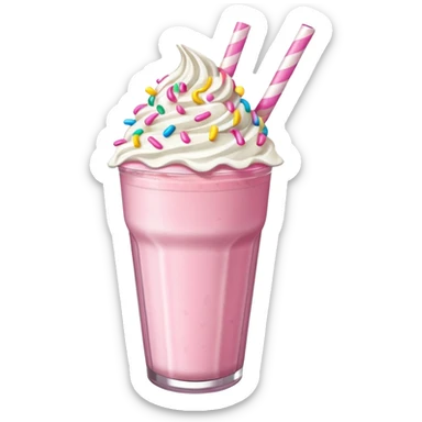 pink milkshake with whipped cream and sprinkles  sticker