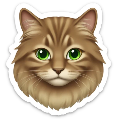brown long-haired green-eyed cat sitting  sticker