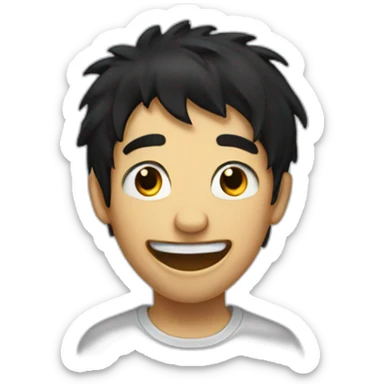 Sad and lonely but happy black hair laughing sticker