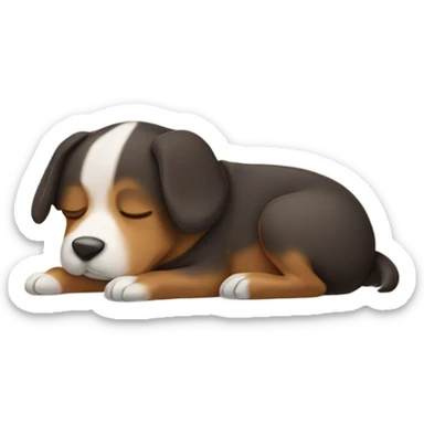 dog sleeping with belly up sticker