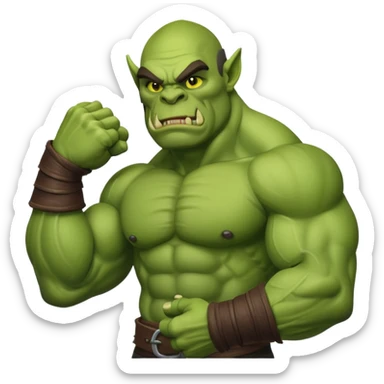 An extreme muscled orc flexing biceps  sticker