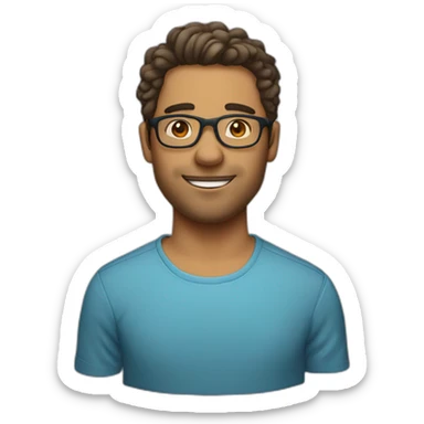 Guy with slightly wavy hair with glasses and mild stubble sticker