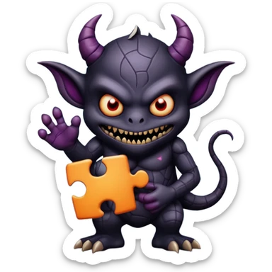 evil dark mysterious creature with puzzle sticker