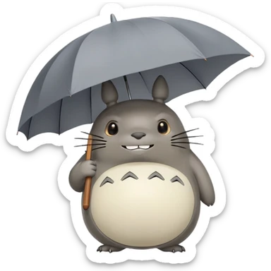 Totoro holding an umbrella sticker