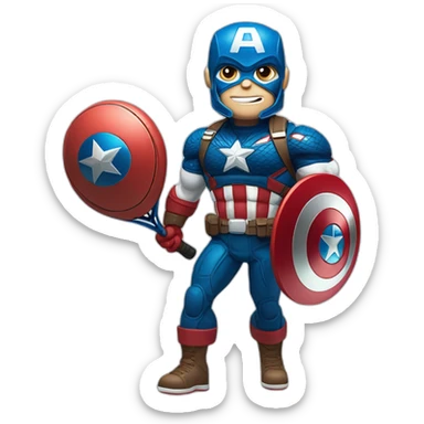 Captain America avec une raquette de tennis sticker