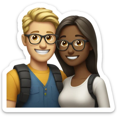 happy duo with glasses sticker