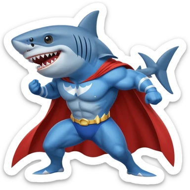 superhero shark sticker