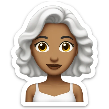 Mujer morena con cabello ondulado negro y ojos cafés  sticker