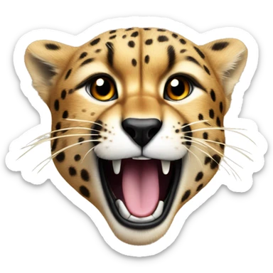 cheetah roaring with tongue out and drool sticker