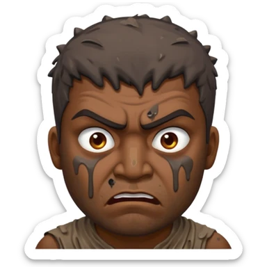 Indian man covered in dirty chunky mud angry sticker