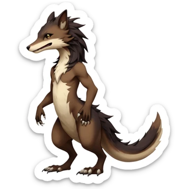 Brown and beige badass elegant wild beautiful natural cute badass epic anthro modern sergal-vernid-creature, full body, dark-brown-black-gradient pretty hair, outside, modern, anthropomorphic, aesthetic, art by LiLaiRa, art by art by Falvie sticker