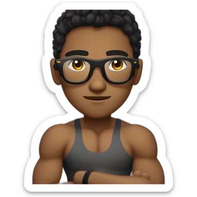 Boy Sri lankan MMA fighter with glases black and lisse hairwhit a boxer potition sticker