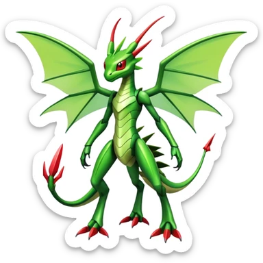  Cool Edgy Shiny Colorful Futuristic Ethereal Legendary Scyther-Flygon-Digimon-hybrid full body  sticker