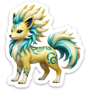 Tropical Tiny Marked Patterned Tribal Shiny Albino Painted Oriental Asian Patterned Tropical Exotic Toxic Suicune-Arcanine-Meloetta-Jolteon-Milotic-Absol-fusion-hybrid-creature (full body) sticker